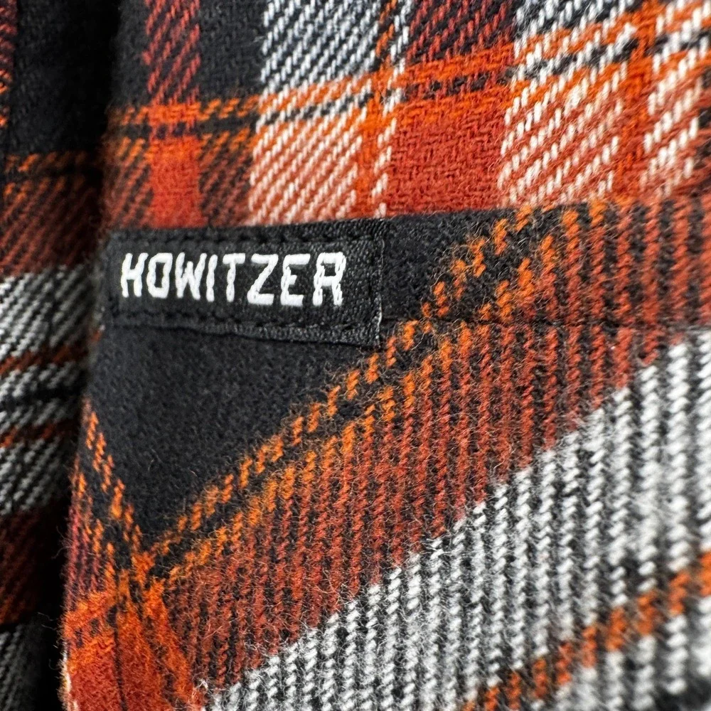 Howitzer American Patriot Flannel Shirt Men's XL Black Plaid Grunt Western NEW‎